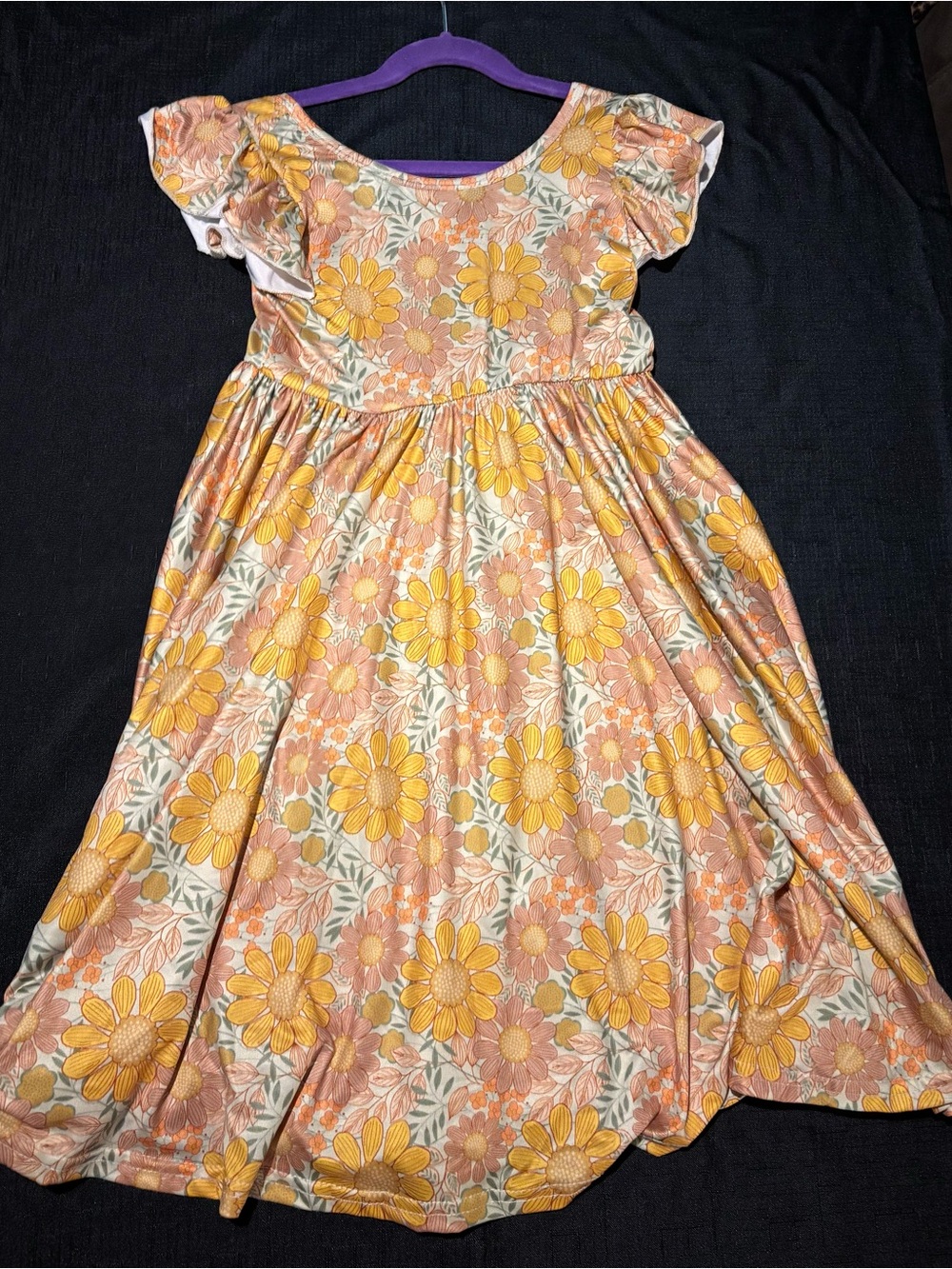 Dot Dot Smile Yellow and Peach Floral Flutter Dress
